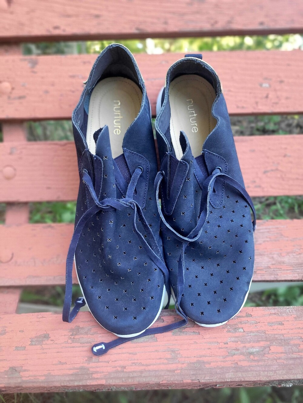 Nurture by Lamaze Navy Blue Women's Perforated Lace-Up Sneakers